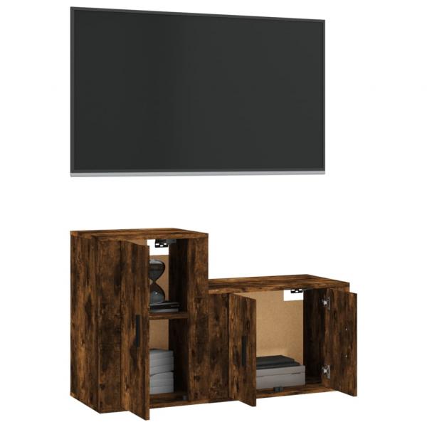 ARDEBO.de - 2-tlg. TV-Schrank-Set Räuchereiche Holzwerkstoff