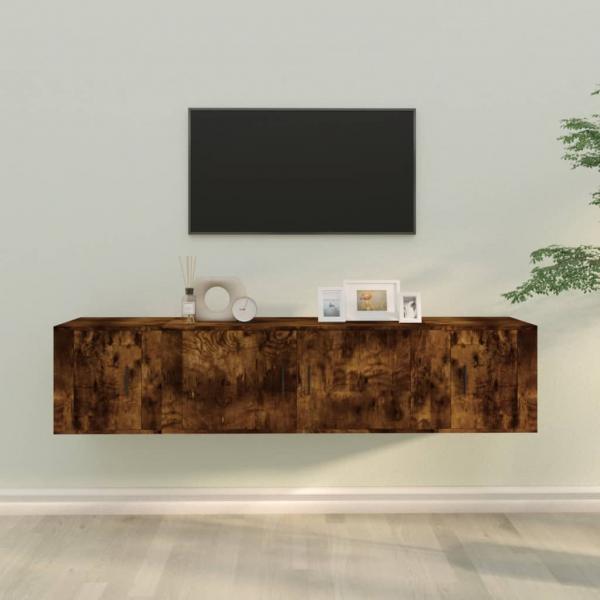 ARDEBO.de - 3-tlg. TV-Schrank-Set Räuchereiche Holzwerkstoff