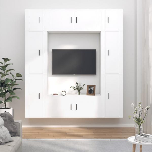 ARDEBO.de - 8-tlg. TV-Schrank-Set Weiß Holzwerkstoff