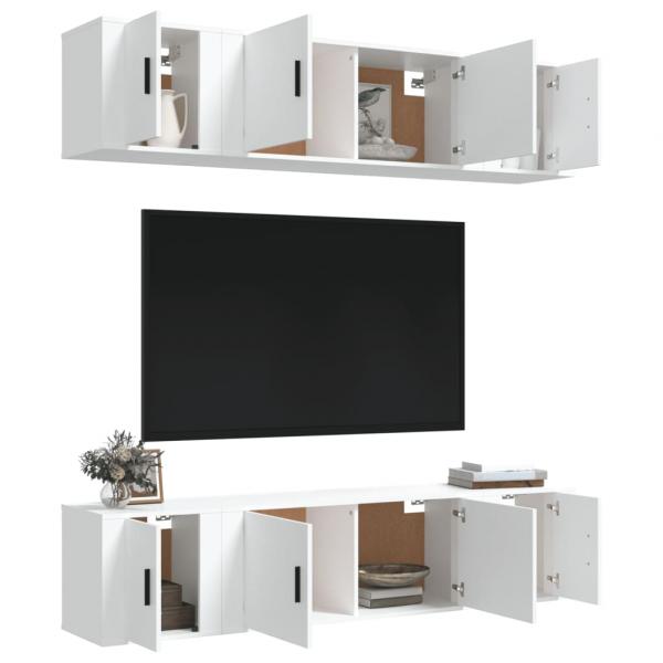 6-tlg. TV-Schrank-Set Weiß Holzwerkstoff