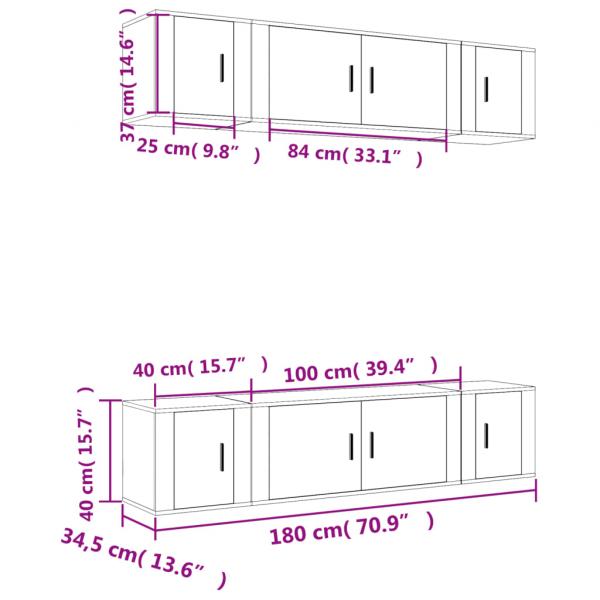 6-tlg. TV-Schrank-Set Weiß Holzwerkstoff