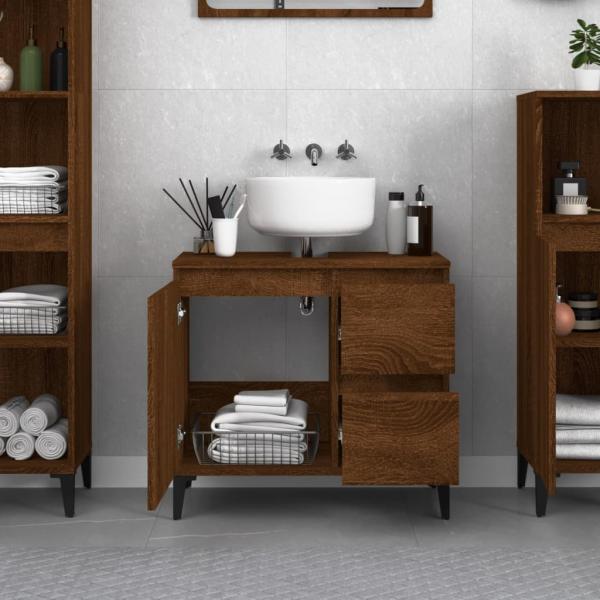 Badschrank Braun Eichen-Optik 65x33x60 cm Holzwerkstoff