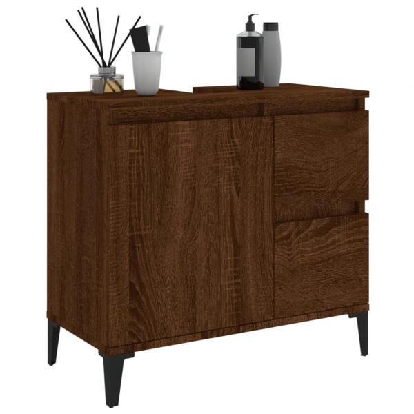 Badschrank Braun Eichen-Optik 65x33x60 cm Holzwerkstoff