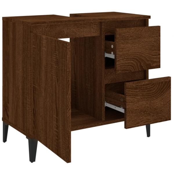 Badschrank Braun Eichen-Optik 65x33x60 cm Holzwerkstoff