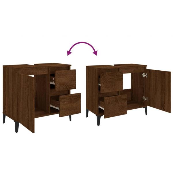 Badschrank Braun Eichen-Optik 65x33x60 cm Holzwerkstoff