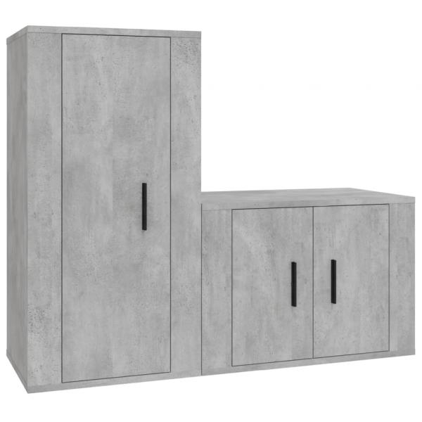 ARDEBO.de - 2-tlg. TV-Schrank-Set Betongrau Holzwerkstoff