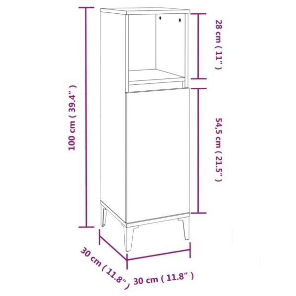 Badschrank Braun Eichen-Optik 30x30x100 cm Holzwerkstoff