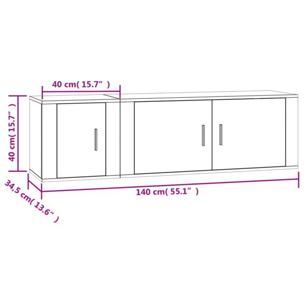2-tlg. TV-Schrank-Set Grau Sonoma Holzwerkstoff