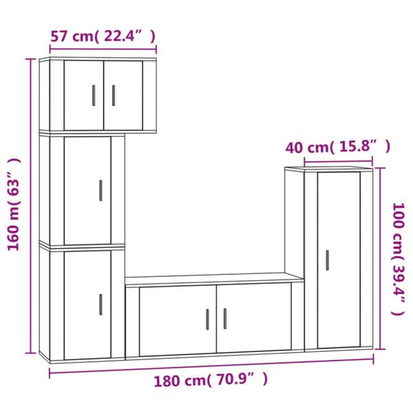 ARDEBO.de - 5-tlg. TV-Schrank-Set Weiß Holzwerkstoff