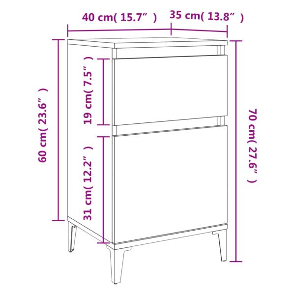 ARDEBO.de - Nachttische 2 Stk. Schwarz 40x35x70 cm