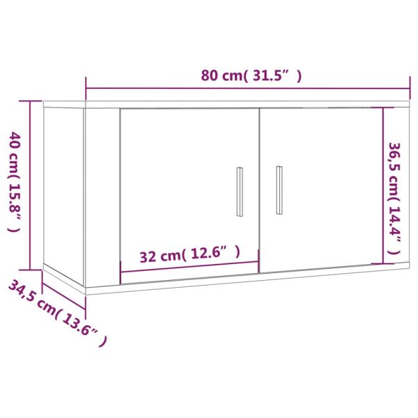 ARDEBO.de - TV-Wandschränke 2 Stk. Hochglanz-Weiß 80x34,5x40 cm