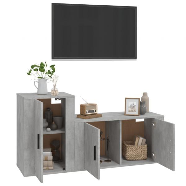 2-tlg. TV-Schrank-Set Betongrau Holzwerkstoff