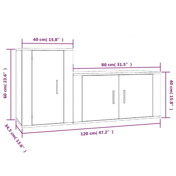 2-tlg. TV-Schrank-Set Betongrau Holzwerkstoff
