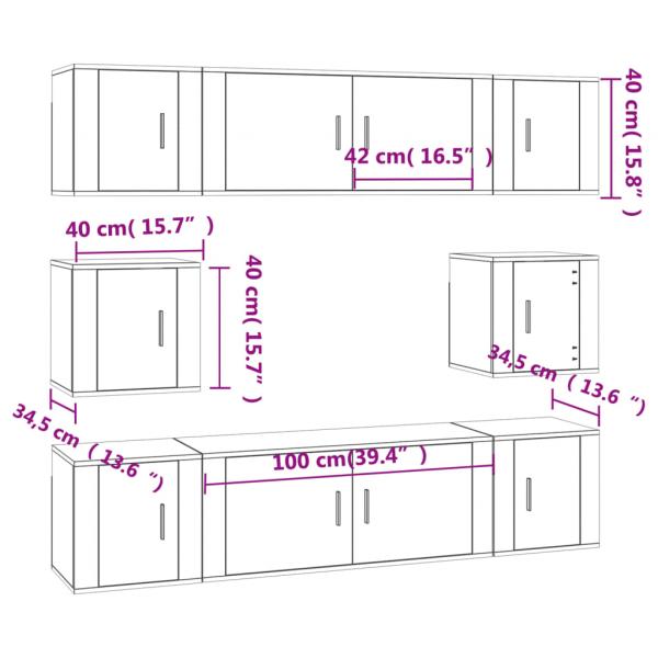 8-tlg. TV-Schrank-Set Grau Sonoma Holzwerkstoff