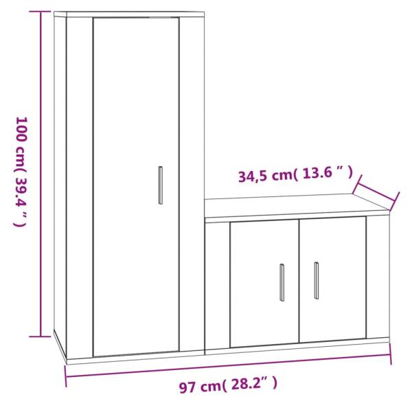 ARDEBO.de - 2-tlg. TV-Schrank-Set Betongrau Holzwerkstoff