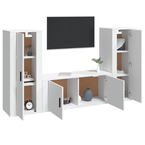 ARDEBO.de - 3-tlg. TV-Schrank-Set Weiß Holzwerkstoff