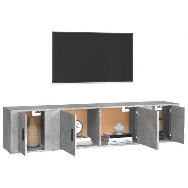 3-tlg. TV-Schrank-Set Betongrau Holzwerkstoff