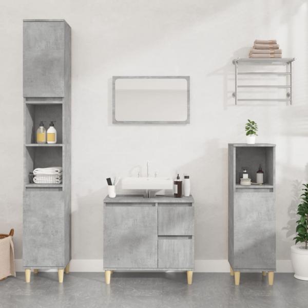 ARDEBO.de - Badschrank Betongrau 65x33x60 cm Holzwerkstoff