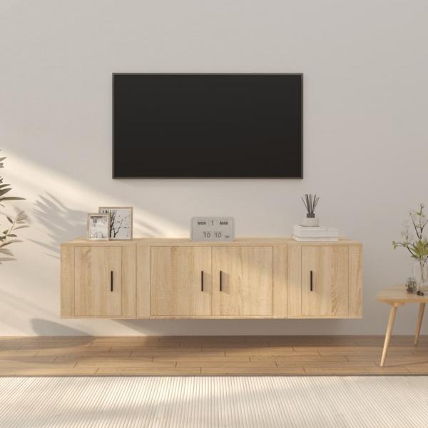 ARDEBO.de - 3-tlg. TV-Schrank-Set Sonoma-Eiche Holzwerkstoff