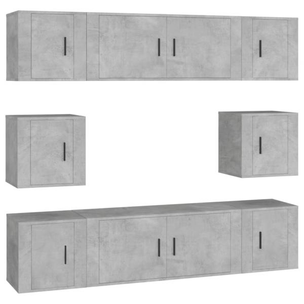 8-tlg. TV-Schrank-Set Betongrau Holzwerkstoff