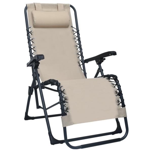 ARDEBO.de - Liegestuhl Klappbar Creme Textilene