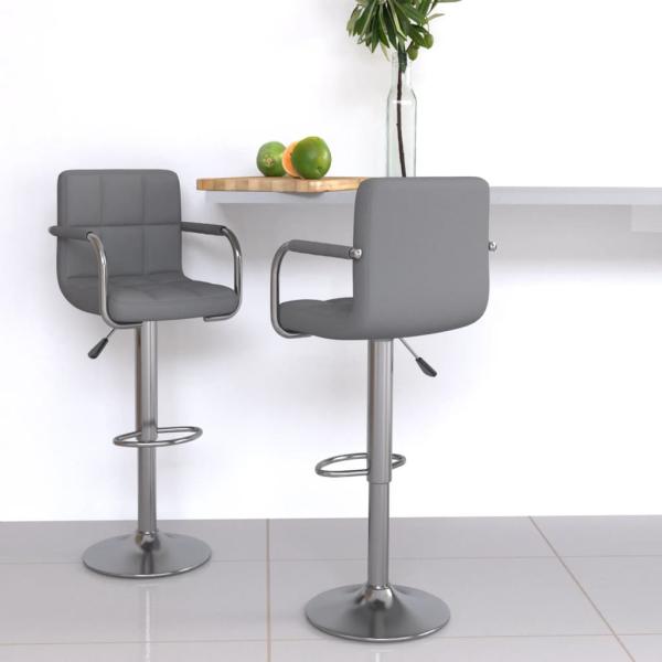 ARDEBO.de - Barhocker 2 Stk. Grau Kunstleder