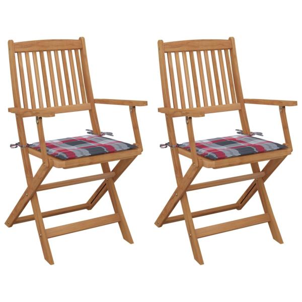 ARDEBO.de - Klappbare Gartenstühle 2 Stk. mit Kissen Massivholz Akazie