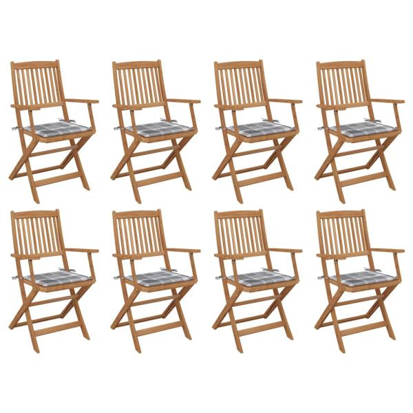 ARDEBO.de - Klappbare Gartenstühle mit Kissen 8 Stk. Massivholz Akazie