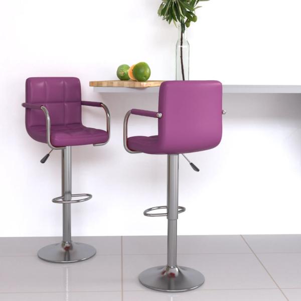 ARDEBO.de - Barhocker 2 Stk. Lila Kunstleder