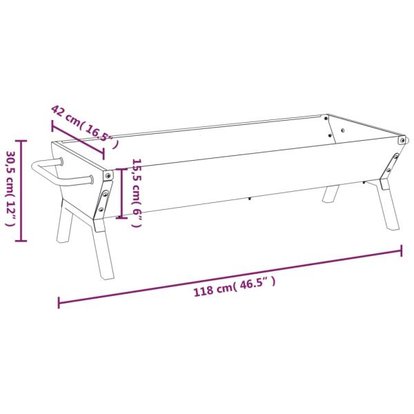 Grill Silbern 118x42x30,5 cm Edelstahl