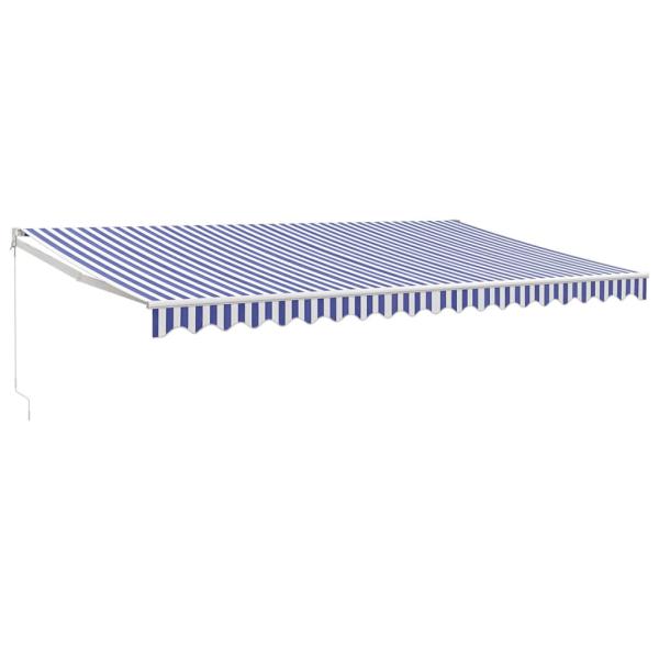 Markise Einziehbar Blau und Weiß 5x3 m Stoff und Aluminium