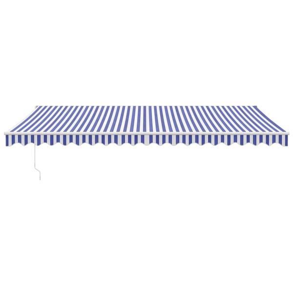 Markise Einziehbar Blau und Weiß 5x3 m Stoff und Aluminium