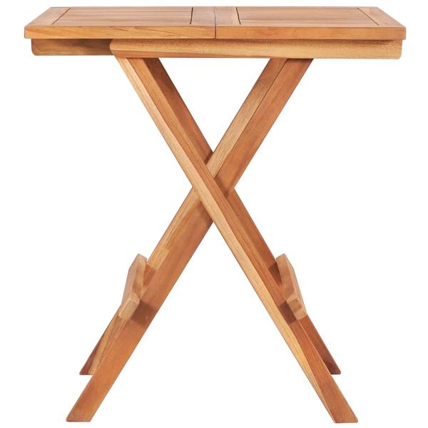 3-tlg. Bistro-Set mit Kissen Grau Karomuster Massivholz Teak