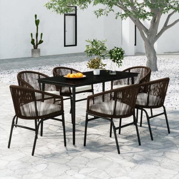 ARDEBO.de - 7-tlg. Garten-Essgruppe Braun