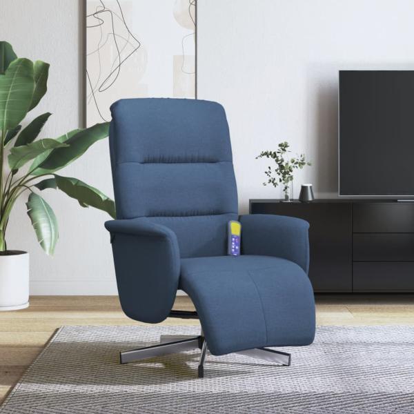 ARDEBO.de - Massagesessel mit Fußteil Blau Stoff