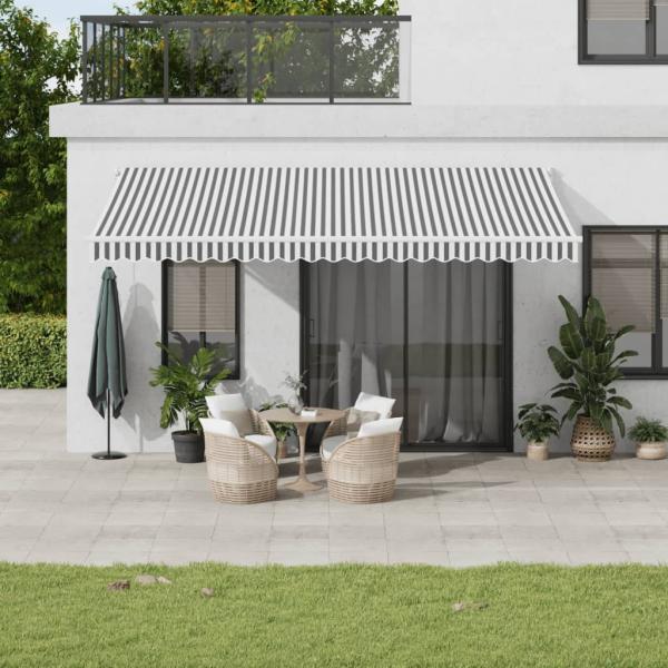 ARDEBO.de - Markise Einziehbar Anthrazit und Weiß 5x3 m Stoff und Aluminium
