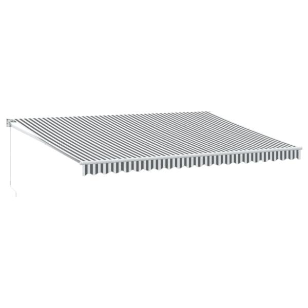 Markise Einziehbar Anthrazit und Weiß 5x3 m Stoff und Aluminium
