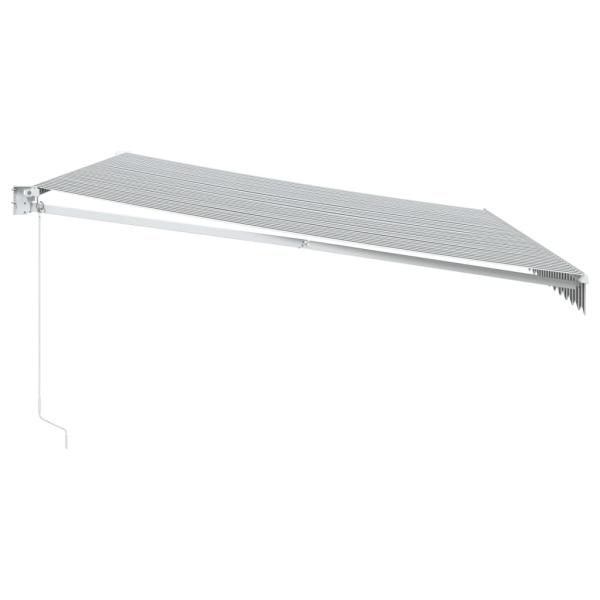 Markise Einziehbar Anthrazit und Weiß 5x3 m Stoff und Aluminium
