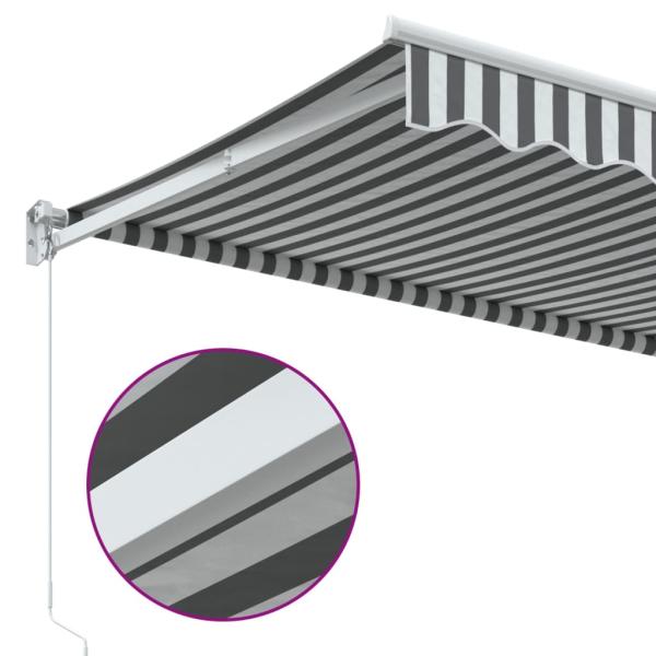 Markise Einziehbar Anthrazit und Weiß 5x3 m Stoff und Aluminium