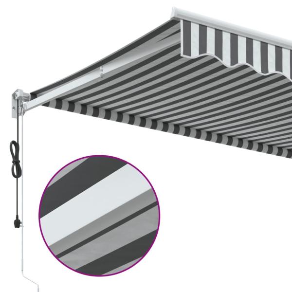 Markise Einziehbar Anthrazit und Weiß 3x2,5 m Stoff & Aluminium