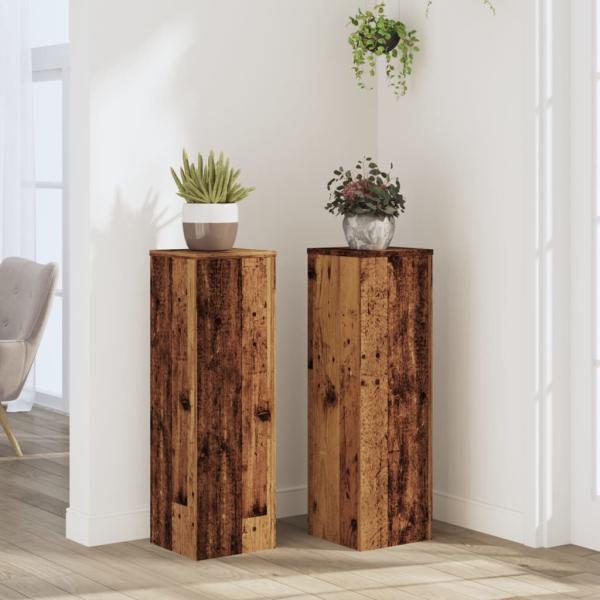 ARDEBO.de - Pflanzenständer 2 Stk. Altholz-Optik 25x25x80 cm Holzwerkstoff