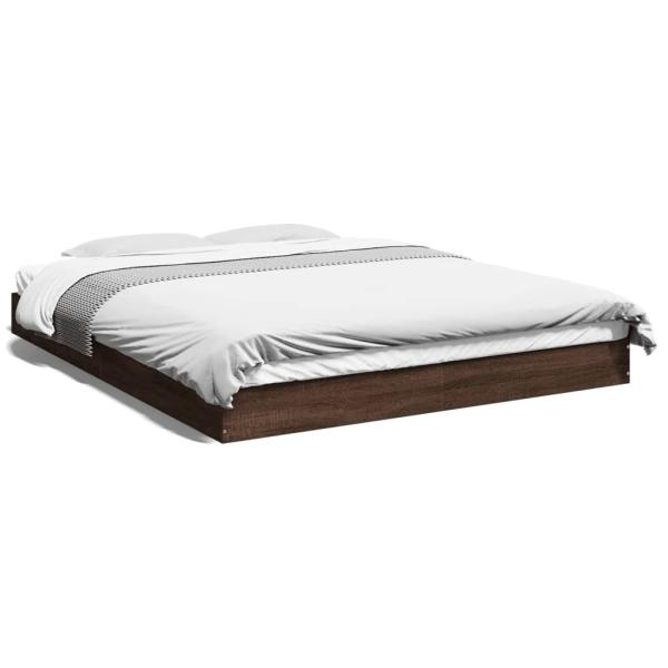 ARDEBO.de - Bettgestell ohne Matratze Braun Eiche 160x200 cm Holzwerkstoff