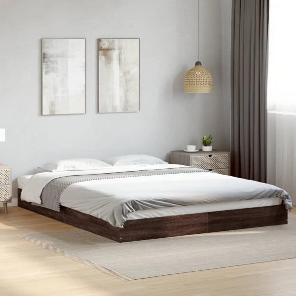 Bettgestell ohne Matratze Braun Eiche 160x200 cm Holzwerkstoff