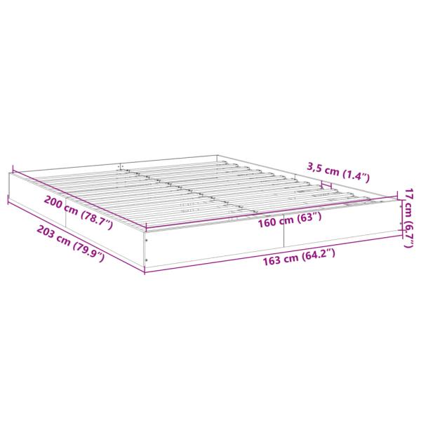 Bettgestell ohne Matratze Braun Eiche 160x200 cm Holzwerkstoff