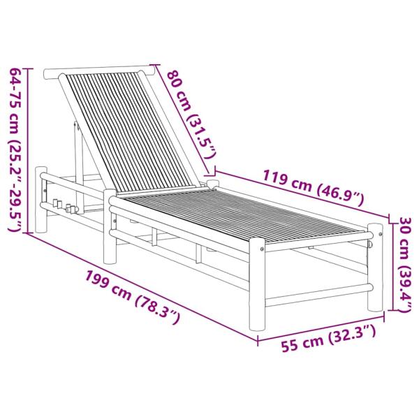 Sonnenliege 55x199x30 cm Bambus
