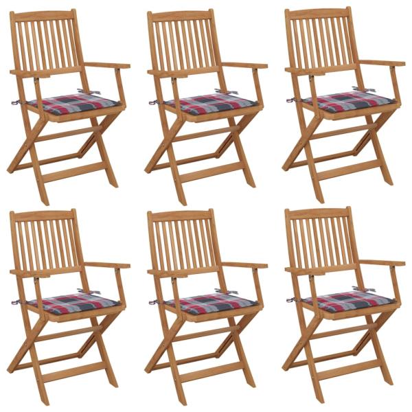 ARDEBO.de - Klappbare Gartenstühle 6 Stk. mit Kissen Massivholz Akazie