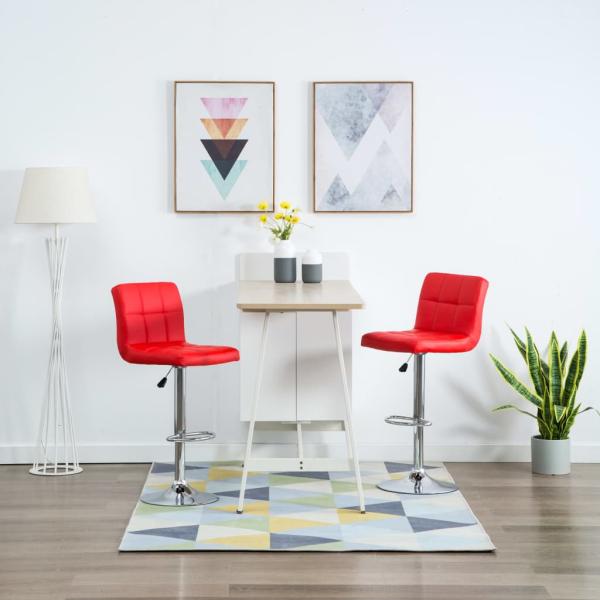 ARDEBO.de - Barhocker 2 Stk. Rot Kunstleder