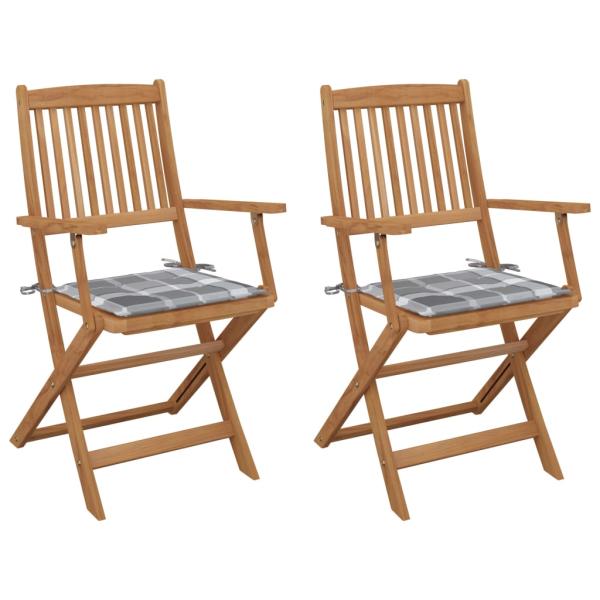 ARDEBO.de - Klappbare Gartenstühle 2 Stk. mit Kissen Massivholz Akazie