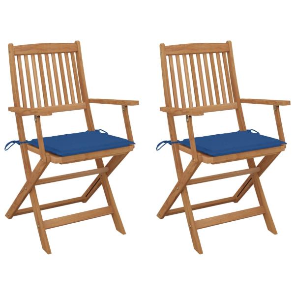 ARDEBO.de - Klappbare Gartenstühle 2 Stk. mit Kissen Massivholz Akazie
