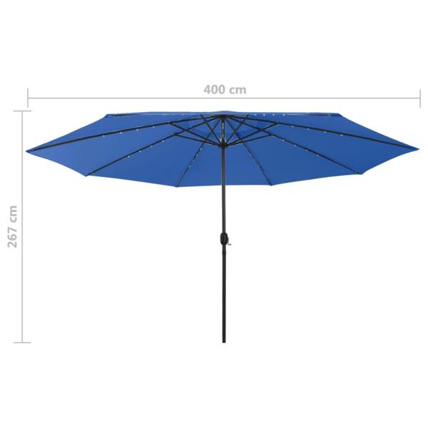 Sonnenschirm mit LED-Beleuchtung 400 cm Azurblau